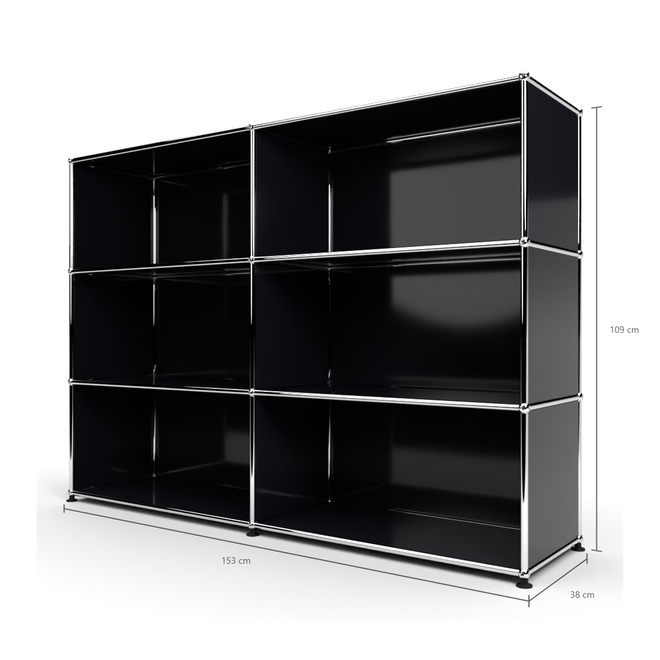 Highboard 3x2 offen, Graphitschwarz