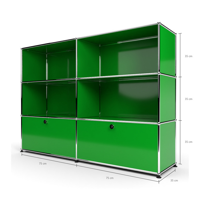 Highboard 3x2 mit 2 Klapptren unten, Grn