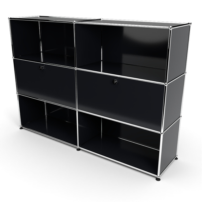 Highboard 3x2 mit 2 Klapptren Mitte, Graphitschwarz