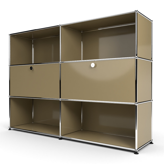 Highboard 3x2 mit 2 Klapptren Mitte, Beige