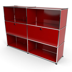 Highboard 3x2 mit 2 Klapptren Mitte, Rubinrot