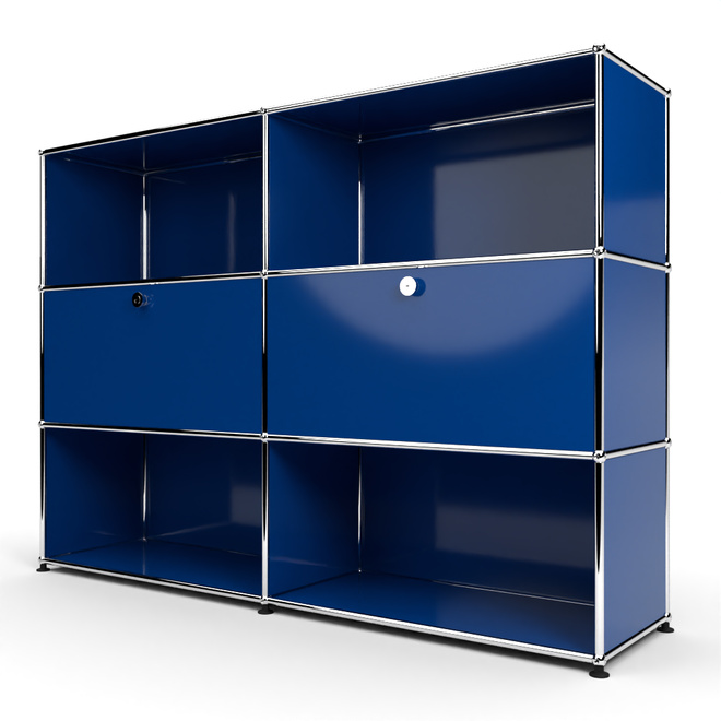 Highboard 3x2 mit 2 Klapptren Mitte, Enzianblau