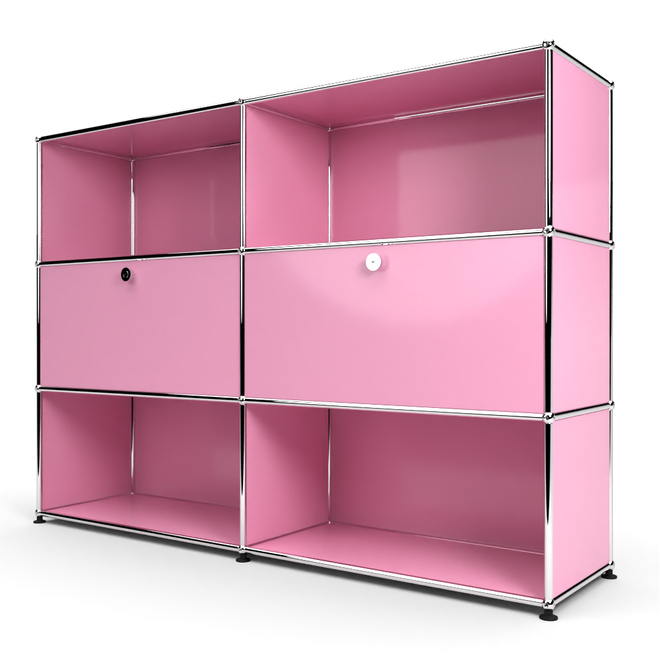 Highboard 3x2 mit 2 Klapptren Mitte, Rosa