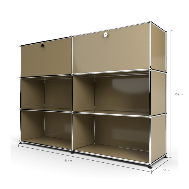 Highboard 3x2 mit 2 Klapptren oben, Beige