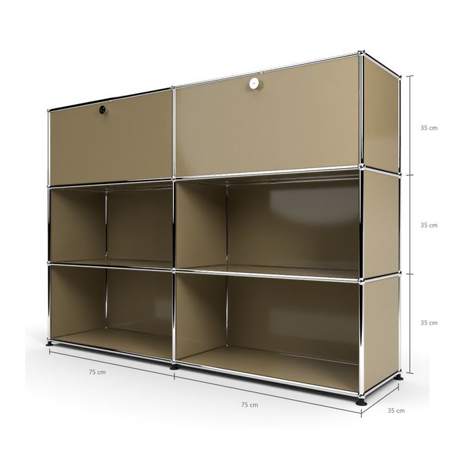 Highboard 3x2 mit 2 Klapptren oben, Beige