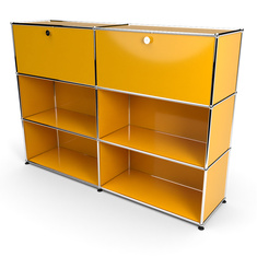 Highboard 3x2 mit 2 Klapptren oben, Goldgelb