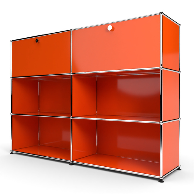 Highboard 3x2 mit 2 Klapptren oben, Orange