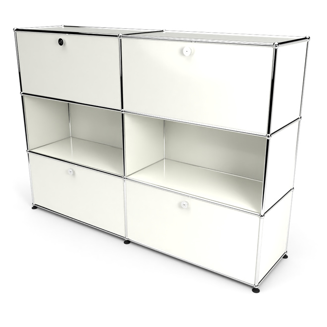 Highboard 3x2 mit 4 Klapptren oben und unten, Weiss