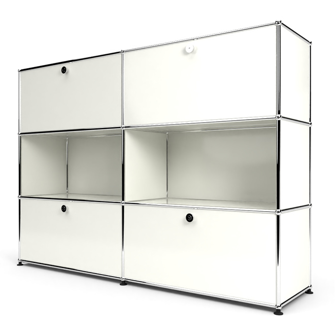 Highboard 3x2 mit 4 Klapptren oben und unten, Weiss