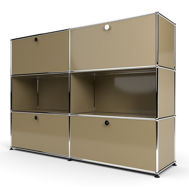 Highboard 3x2 mit 4 Klapptren oben und unten, Beige