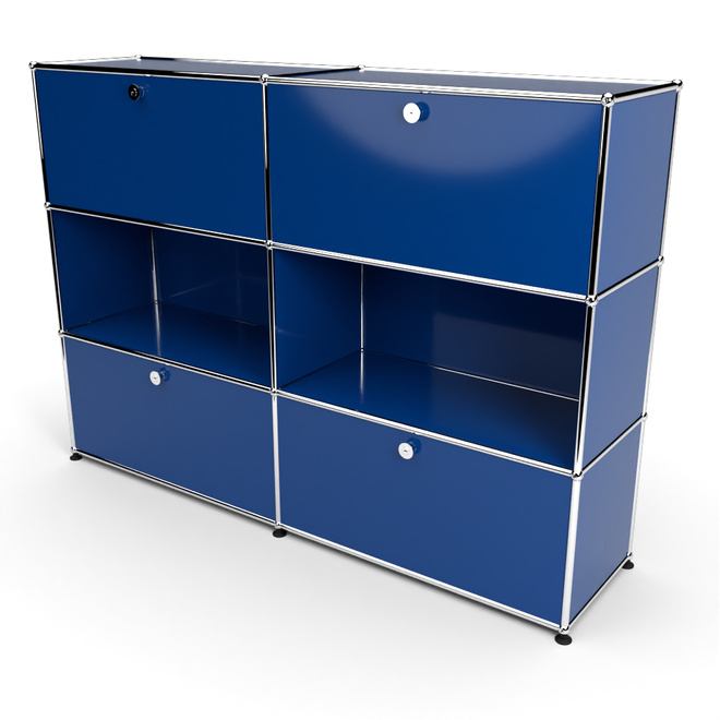 Highboard 3x2 mit 4 Klapptren oben und unten, Enzianblau