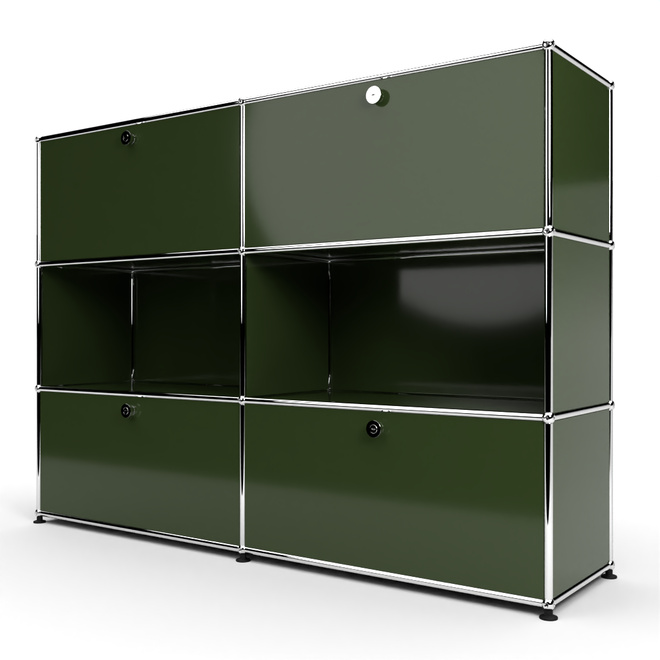 Highboard 3x2 mit 4 Klapptren oben und unten, Olivgrn