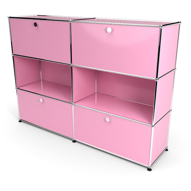 Highboard 3x2 mit 4 Klapptren oben und unten, Rosa