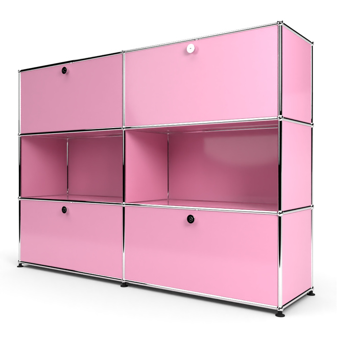 Highboard 3x2 mit 4 Klapptren oben und unten, Rosa