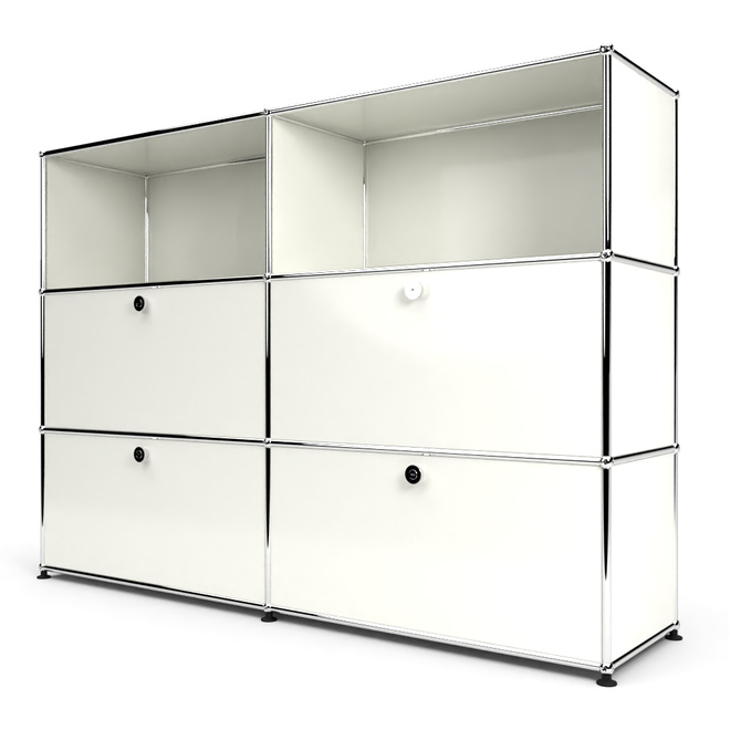 Highboard 3x2 mit 4 Klapptren mitte und unten, Weiss