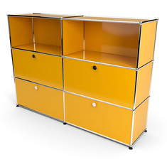 Highboard 3x2 mit 4 Klapptren mitte und unten, Goldgelb