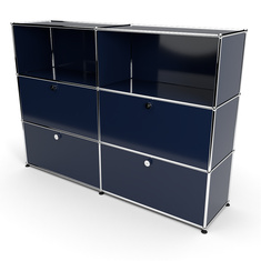 Highboard 3x2 mit 4 Klapptren mitte und unten, Stahlblau