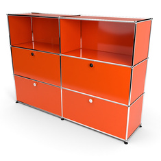 Highboard 3x2 mit 4 Klapptren mitte und unten, Orange