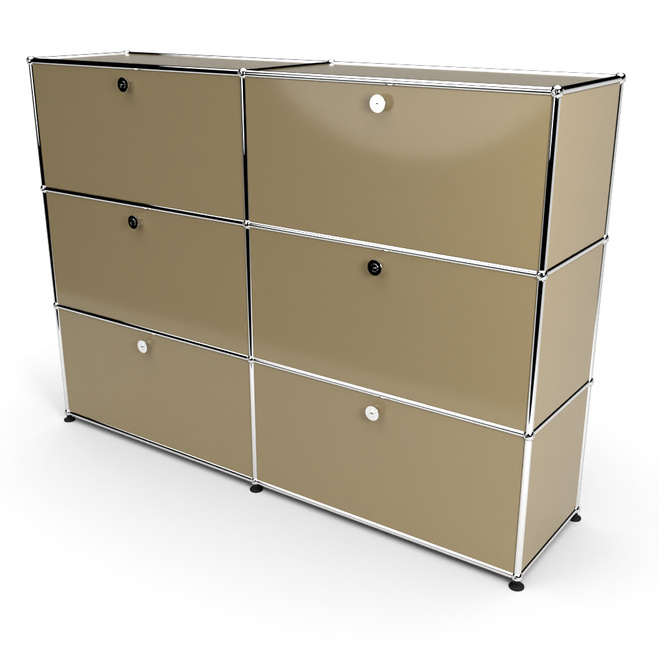 Highboard 3x2 mit 6 Klapptren, Beige