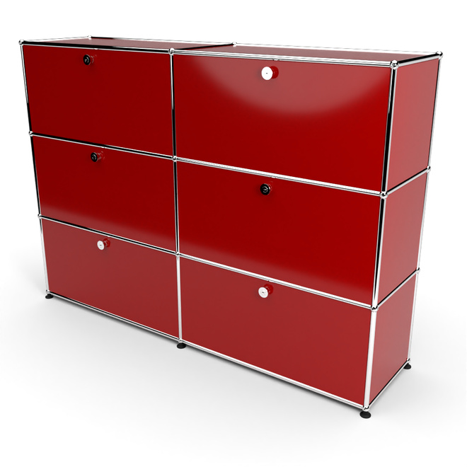 Highboard 3x2 mit 6 Klapptren, Rubinrot