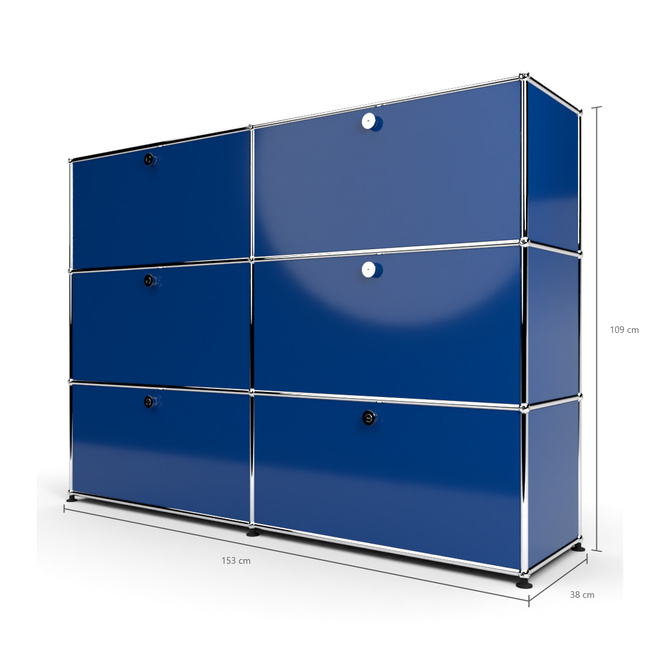 Highboard 3x2 mit 6 Klapptren, Enzianblau