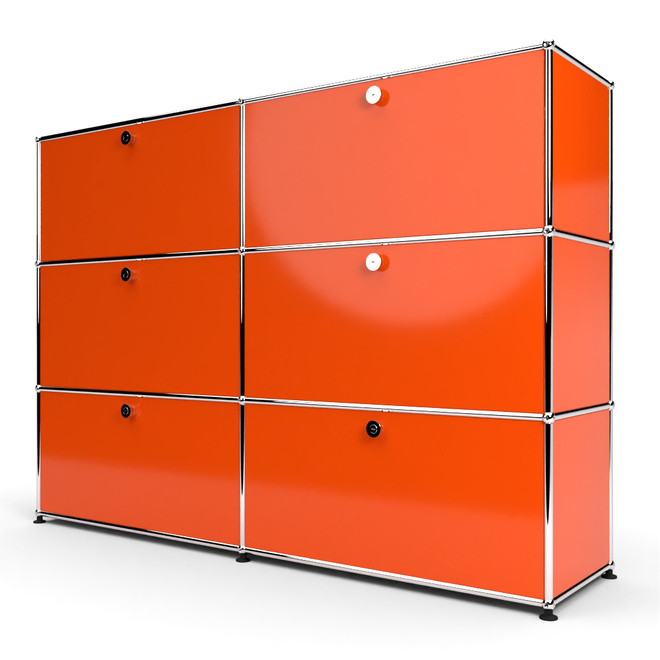 Highboard 3x2 mit 6 Klapptren, Orange