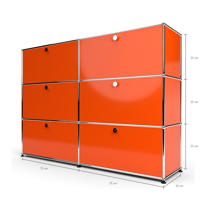 Highboard 3x2 mit 6 Klapptren, Orange