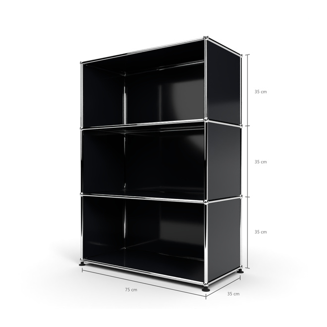 Highboard 3x1 offen, Graphitschwarz