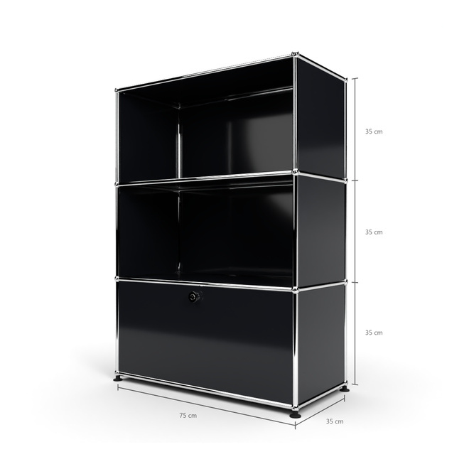 Highboard 3x1 mit 1 Tr unten, Graphitschwarz