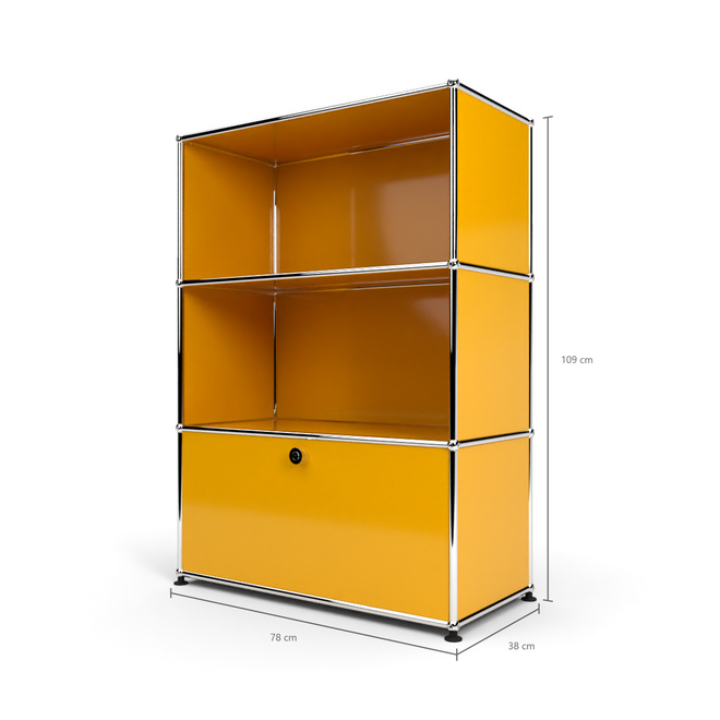 Highboard 3x1 mit 1 Tr unten, Goldgelb