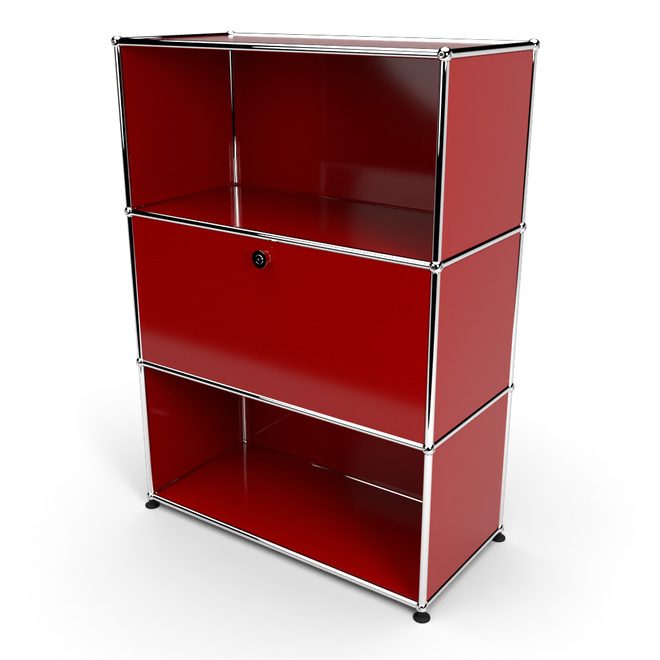 Highboard 3x1 mit 1 Tr Mitte, Rubinrot