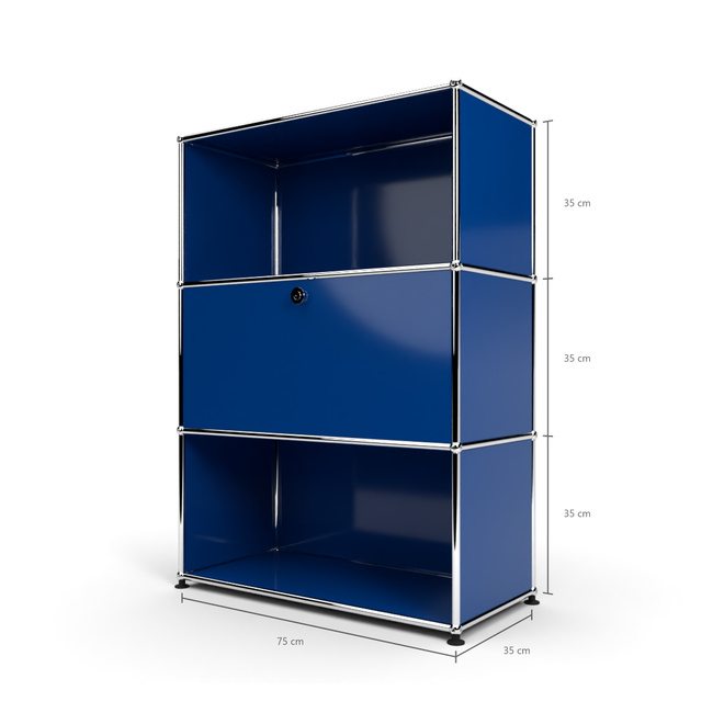 Highboard 3x1 mit 1 Tr Mitte, Enzianblau