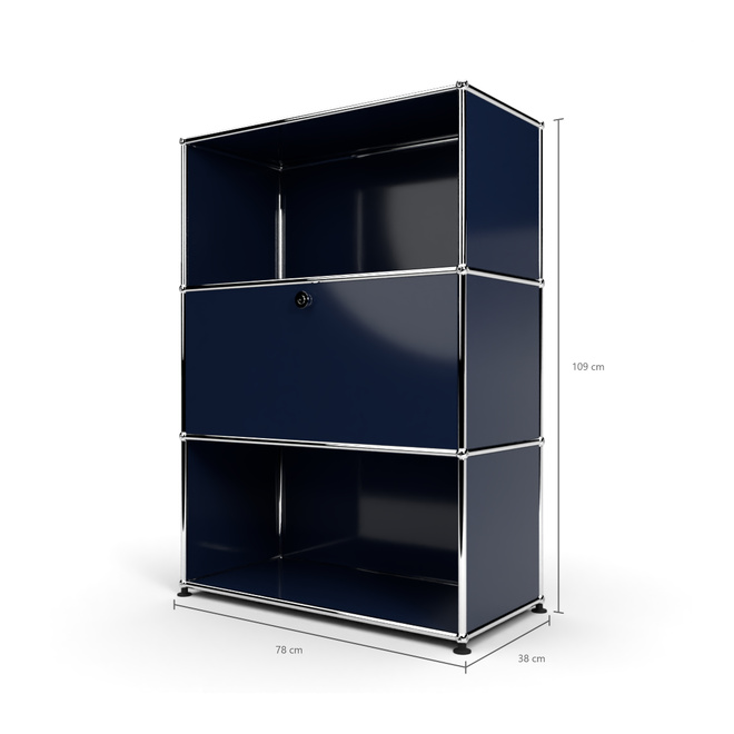 Highboard 3x1 mit 1 Tr Mitte, Stahlblau