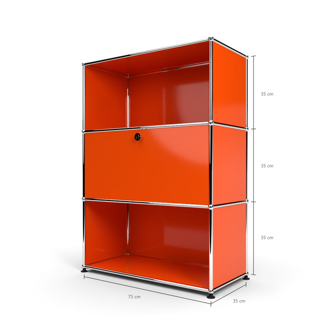 Highboard 3x1 mit 1 Tr Mitte, Orange