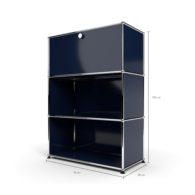 Highboard 3x1mit 1 Klapptren oben, Stahlblau