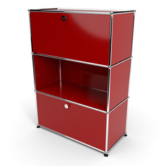 Highboard 3x1 mit 2 Klapptren oben und unten, Rubinrot