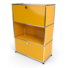 Highboard 3x1 mit 2 Klapptren oben und unten, Goldgelb