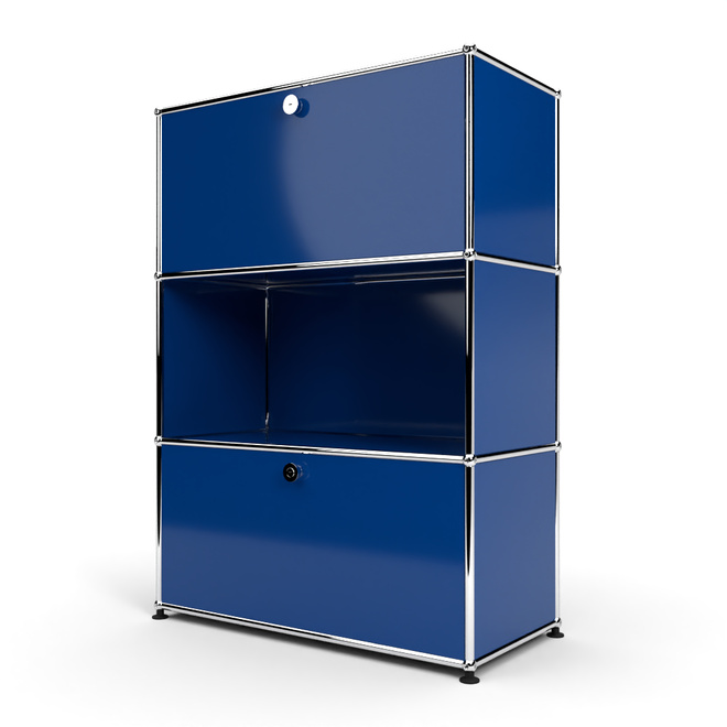 Highboard 3x1 mit 2 Klapptren oben und unten, Enzianblau