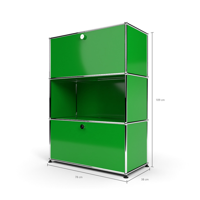 Highboard 3x1 mit 2 Klapptren oben und unten, Grn