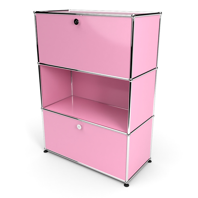 Highboard 3x1 mit 2 Klapptren oben und unten, Rosa