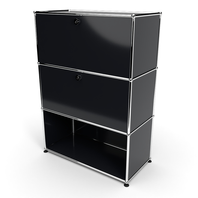 Highboard 3x1 mit 2 Klapptren mitte und unten, Graphitschwarz