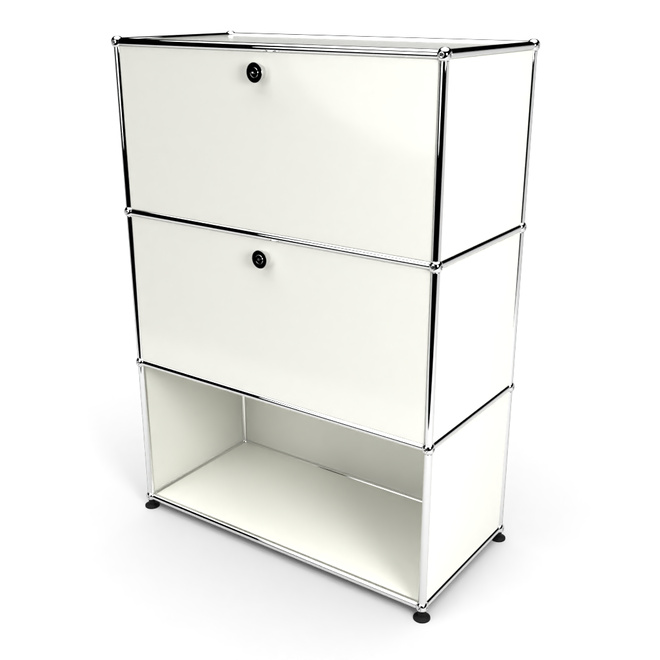 Highboard 3x1 mit 2 Klapptren mitte und unten, Weiss