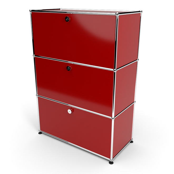 Highboard 3x1 mit 3 Klapptren, Rubinrot