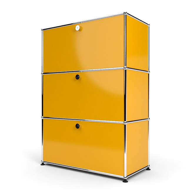 Highboard 3x1 mit 3 Klapptren, Goldgelb