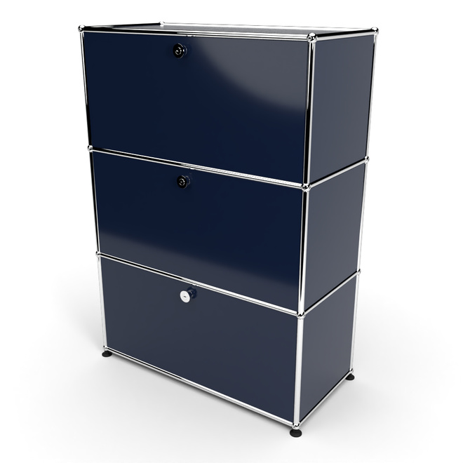 Highboard 3x1 mit 3 Klapptren, Stahlblau