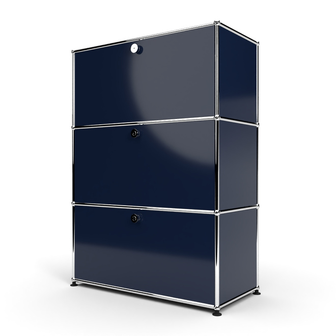 Highboard 3x1 mit 3 Klapptren, Stahlblau