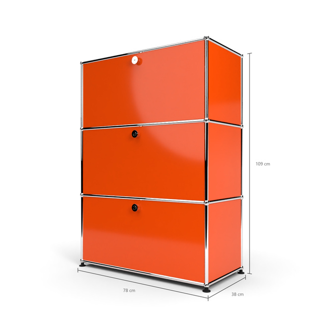 Highboard 3x1 mit 3 Klapptren, Orange