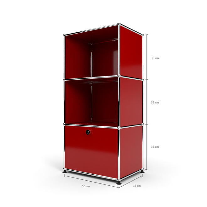 Highboard 50 3x1 mit 1 Tr, Rubinrot