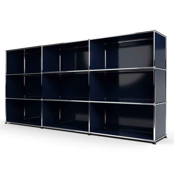 Highboard 3x3 offen, Stahlblau