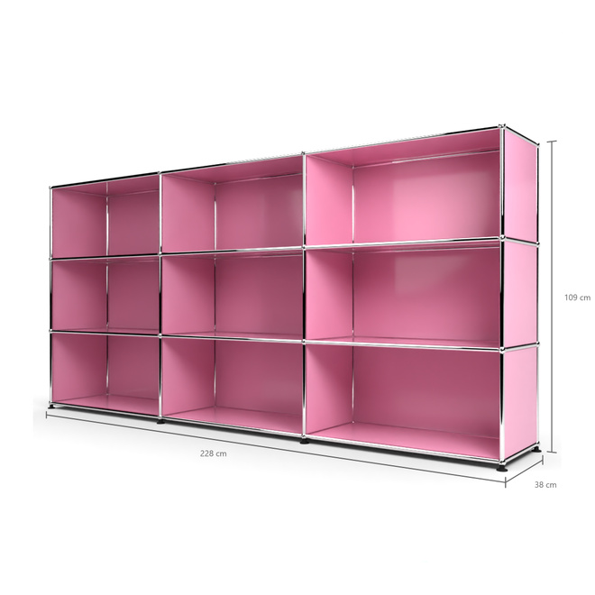 Highboard 3x3 offen, Rosa